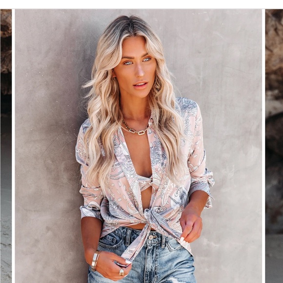 Vici Best in the West satin Button down and Bralette - Picture 3 of 6